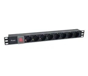 Listwa Equip PDU 8x Schuko czarna / Listwa zasilająca do montażu w szafie / 1U / IEC C14 / przełącznik / 10 A / 2500 W