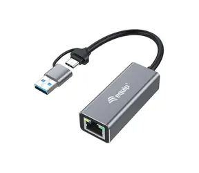 Equip adapter USB-C i USB-A - RJ45 szary / Adapter sieciowy / 2,5 GbE / Wskaźnik LED / Obudowa aluminiowa / 0,15 m