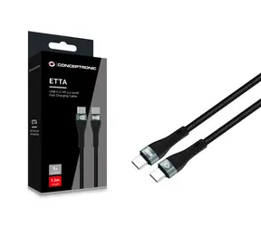 Conceptronic USB-C - kabel USB-C do ładowania i transmisji danych czarny / Kabel / USB 2.0 / PD 100 W / 480 Mbit/s / 1,2 m