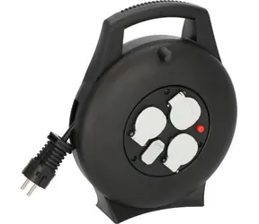 Brennenstuhl Vario-Line czarny / Bęben kablowy / 3 gniazda / Ładowanie USB / 10 m / 2700 W