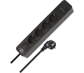 Brennenstuhl Ecolor czarny/antracytowy / Przedłużacz / 4X 230V / 2x USB-C 20W / 1x USB-A 18W / 1,5 m / włącznik/wyłącznik