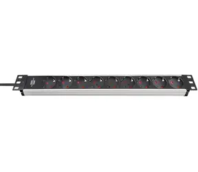 Brennenstuhl Alu-Line Cali 19" silver/black / Power strip / 9x socket / IEC C14 / 2 m / 1U