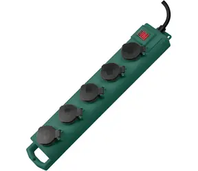 Brennenstuhl Super- SOLID SL 554 zielony/czarny / Przedłużacz / 5 gniazd / włącznik / IP54 / 5 m