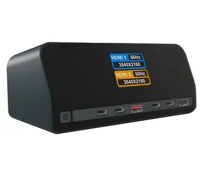 ICY BOX IB-DK2300-CH antracyt / Stacja dokująca / USB-C / 2x HDMI / RJ-45 / Wyświetlacz LCD / PD 100W