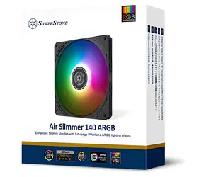 Silverstone Air Slimmer 140 ARGB Czarny / Wentylator / 140 mm / 1700 obr./min / 33 dB / 82 CFM / 4-pinowy PWM