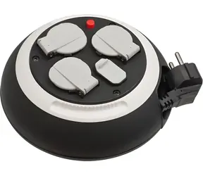 Brennenstuhl Comfort Line CL-S czarno/biały / Bęben kablowy / 3x gniazdo / 2x USB-A / 3 m