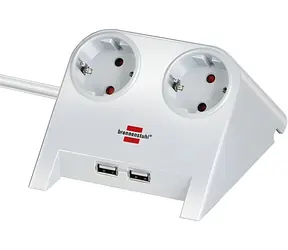Brennenstuhl Desktop-Power biały / Ładowarka USB do komputera stacjonarnego / 2x gniazdo 230V / 2x USB-A / 2100 mA