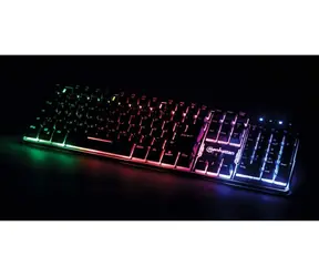 Klawiatura gamingowa USB Manhattan czarna / Klawiatura / przewodowa / Podświetlenie LED / Anti-ghosting / metalowa podstawa / IPX4