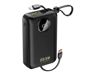 Dudao K14+ 20000mAh czarny / Powerbank / USB-C / USB-A / wbudowane kable Lightning / USB-C / 22,5 W