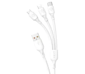 Dudao L8A biały / Kabel do transmisji danych / 3w1 / USB-C / MicroUSB / Lightning / 480 Mb/s / 1,2 m