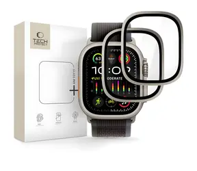 Szkło hartowane Tech-Protect, srebrne, czarna ramka / Szkło hartowane do smartwatchy / Apple Watch Ultra 49 mm / 2 szt.