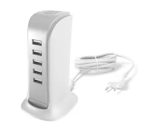 Dudao A5EU biały / Ładowarka sieciowa z kablem / 5x USB-A
