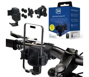 Uchwyt na rower 3mk Damper Pro / Uchwyt na telefon rowerowy / Tłumienie drgań /  20-32 mm / 5,7-7,2" / Obrót 360°