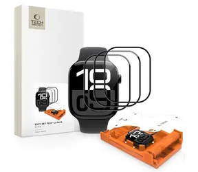 Tech-Protect Easy Set Flex+ 40 mm czarny / Ochronne szkło hartowane do Apple Watch / 3 szt. w opakowaniu