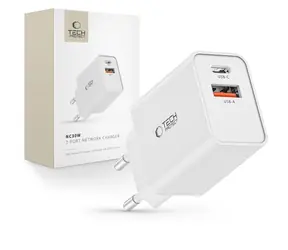 Tech-Protect NC30W biały / Ładowarka / USB-C PD 30W / USB-A QC 3.0