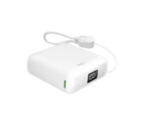 Puro 10000mAh biały / Powerbank / 20 W PD / USB-C + USB-A / Wyświetlacz LED / Wbudowany kabel USB-C