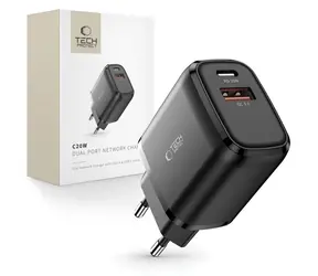 Tech-Protect C20W czarny / Zasilacz / USB-C PD 20W / USB-A QC 3.0