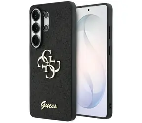 Guess FIXED Glitter 4G Metalowe Logo czarne / Tylna obudowa / Samsung Galaxy S26 Ultra