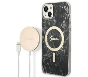Guess Marble MagSafe czarny / Zestaw etui i ładowarki bezprzewodowej / Apple iPhone 14 / 6,1"