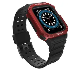 Pasek Hurtel Protect do Apple Watch 38/40/41 mm czarny, czerwony / Pasek / Z osłoną ochronną / Wytrzymały