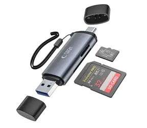 Tech-Protect UltraBoost szary / Czytnik kart / SD, microSD / USB-C i USB-A