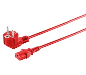 MicroConnect Przewód zasilający Schuko 90° - C13 czerwony / Przewód zasilający / 3 m / 250 V / 10 A