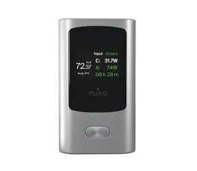 Puro Powerbank 10000mAh szary / Powerbank / 45W / USB-A + USB-C / Wyświetlacz