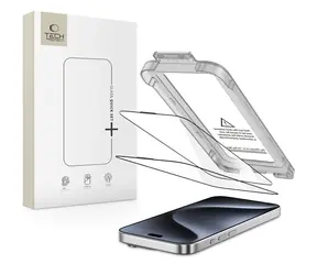 Zestaw Tech-Protect Quick Set+ 2 szt., czarny / Szkło ochronne / Hartowane / Apple iPhone 15 Pro