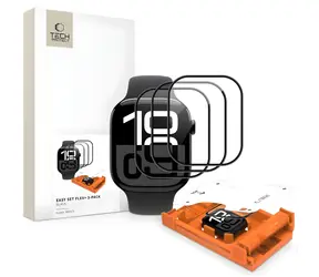 Tech-Protect Easy Set Flex+ 46 mm czarny / Ochronne szkło hartowane do Apple Watch / 3 szt. w opakowaniu