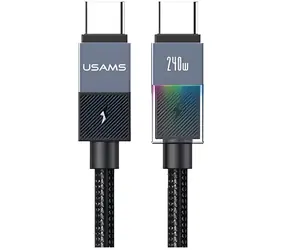 USAMS SJ777 szary / Kabel danych / USB-C - USB-C / PD 240 W / 1,2 m