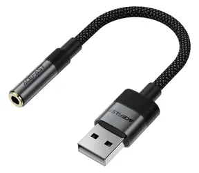 Acefast J13 czarny / Adapter / USB-A / Jack 3,5 mm