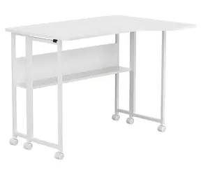 Maclean MC-126 L/W biały / Stół składany / mobilny / 100x73 cm / narożny, w kształcie litery L / nośność 50 kg / z półką