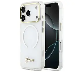 Guess IML Gradient Script Metal MagSafe biały / Tylna obudowa / iPhone 17 Pro Max / MagSafe