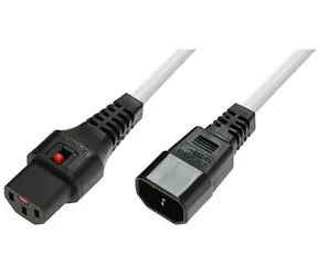 Przewód przedłużający MicroConnect z blokadą IEC C13-C14 biały / Przewód przedłużający / 1,5 m / 230 V / 10 A