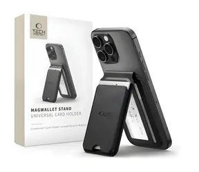 Stojak Tech-Protect MagWallet czarny / Portfel i stojak / MagSafe / Uniwersalny