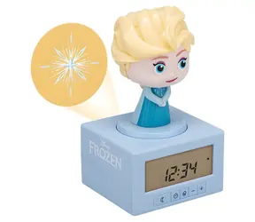 Budzik PALADONE Frozen Elsa / Lampka nocna / Funkcja drzemki / 3 baterie AA