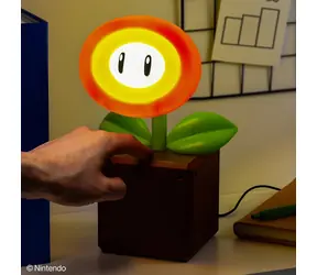 Paladone Super Mario Fire Flower / Lampa stołowa / LED / Sterowanie dotykowe / Zasilacz USB / 25 cm