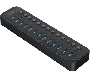 Hub USB Orico 13x USB-A z przełącznikami czarny / Hub USB / 13x USB-A 3.0 / przełącznik na każdym porcie / zasilacz 60W