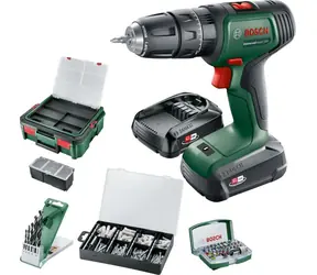 BOSCH UniversalImpact 18 V zielono-czarny / Wiertarko-wkrętarka akumulatorowa / 1450 obr./min / 34 Nm / uchwyt 10 mm / 2 x 1,5 Ah