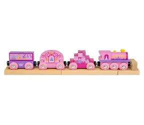 Bigjigs RAIL Drewniany pociąg Princess / 9 części / FSC / od 1,5 roku