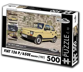 Puzzle RETRO-CARS Fiat 126P, 650E Maluch (1987) / 500 elementów / 48 × 36 cm