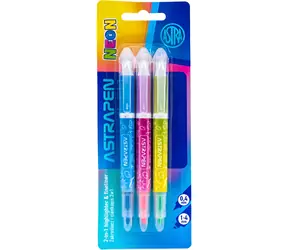 ASTRA Highlighter 2w1 Neon / Zestaw 3 szt. / Kredka + rozświetlacz