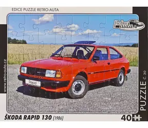 Puzzle RETRO-CARS nr 30 ŠKODA Rapid 130 (1986) / 40 elementów / 32 x 24 cm