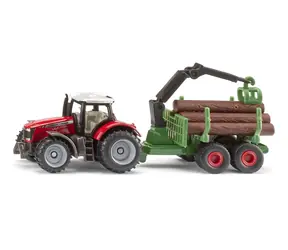 Ciągnik Siku Massey Ferguson z przyczepą leśną i kłodami / od 3 lat