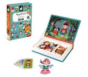 JANOD Magnetibook Bajki / Książeczka magnetyczna / 30 elementów magnetycznych / 10 kart / od 3 do 8 lat