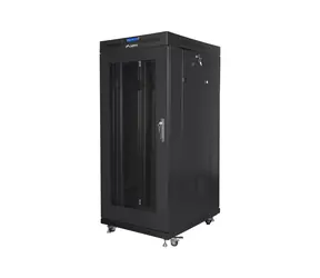 Lanberg Rack 27U czarny / Szafa rack / 19" / 600x800 mm / Opakowanie płaskie / Drzwi perforowane / LCD