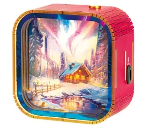Drewniana układanka 3D 2KIDS TOYS Lampa Northern Lights / Oświetlenie LED / Sterowanie dotykowe / Ponad 10 elementów / USB