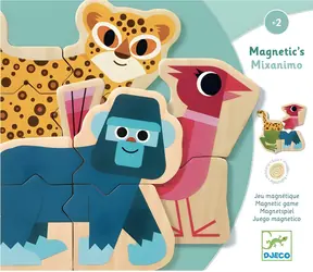 DJECO Magnetyczna układanka Zwierzęta / Układanka / 6 zwierząt / 4 elementy / od 2 lat
