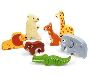 JANOD ZOO Chunky Stacking Toy / Drewniana zabawka do układania / 7 elementów / od 12 miesięcy