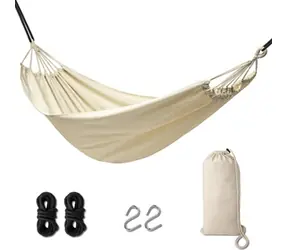 KIK Hamak Boho ecru / Nośność 120 kg / 200x152 cm / bawełna, poliester